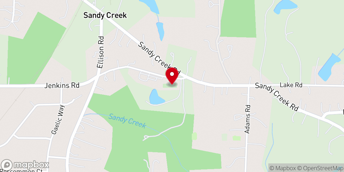 Map showing location of Sandy Creek Baptist Church