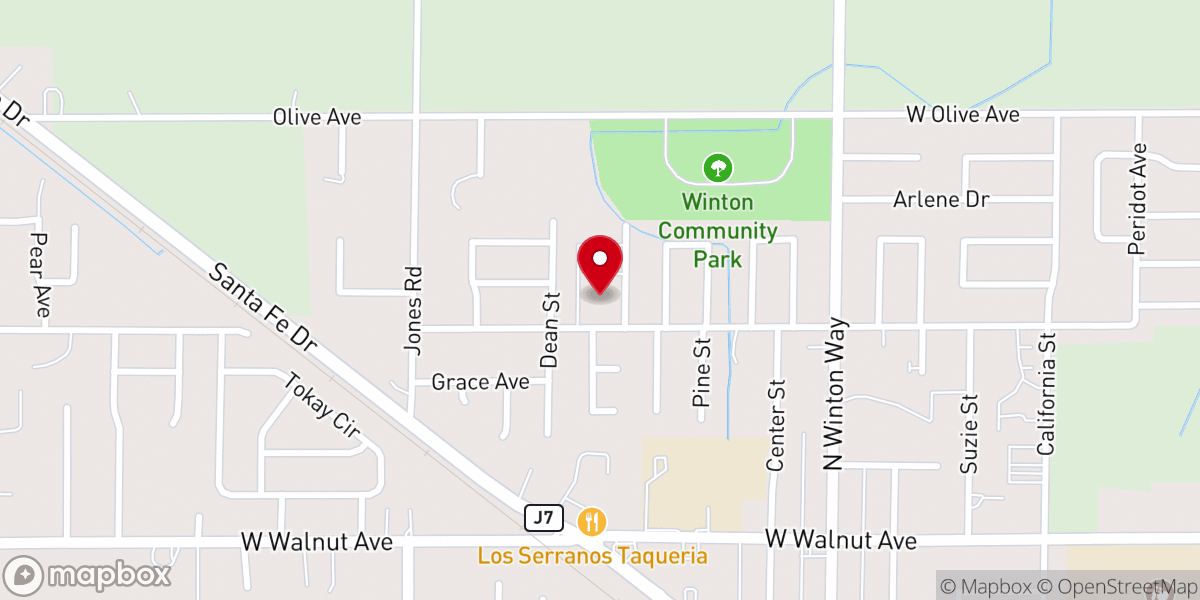 Map showing location of Winton First Baptist Church