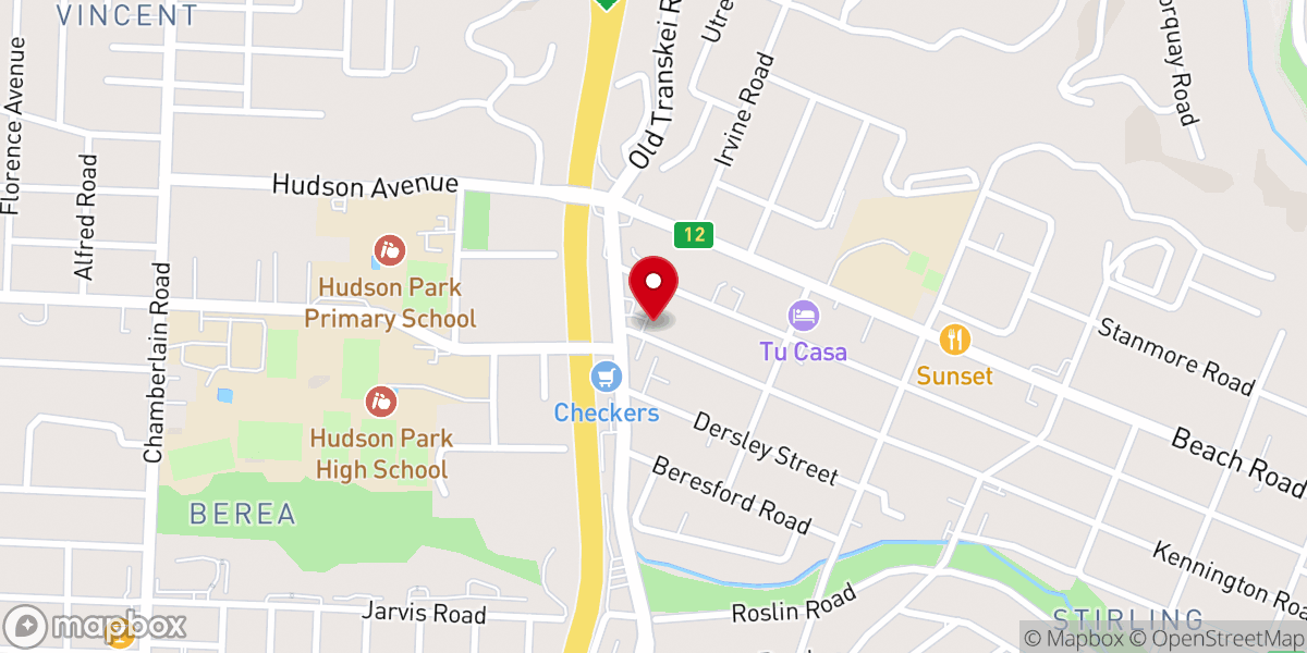 Map showing location of Nahoon Methodist Church