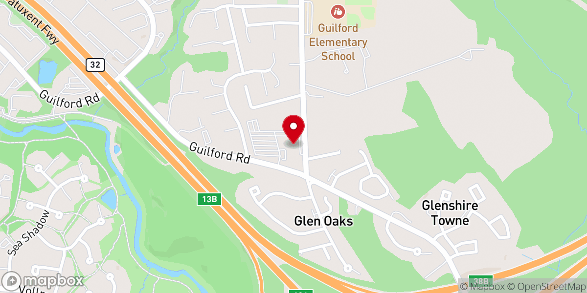 Map showing location of First Baptist Church of Guilford