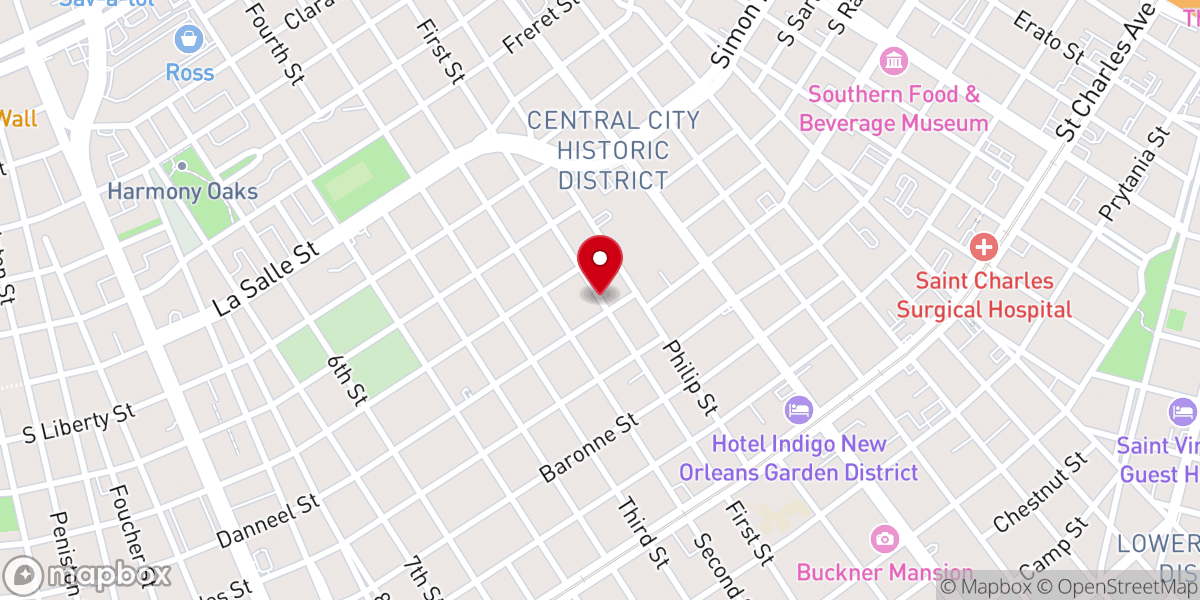 Map showing location of Second New Light Missionary Baptist Church