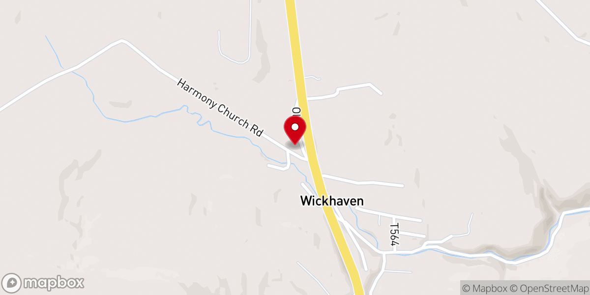 Map showing location of Harmony United Presbyterian