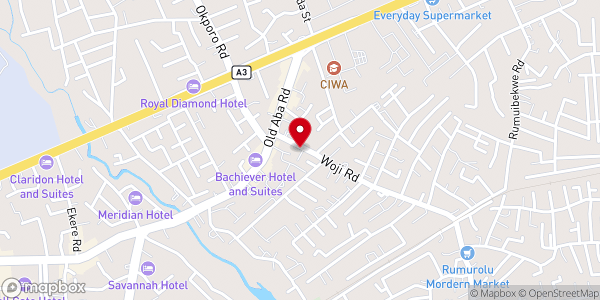 Map showing location of Living Faith Church Woji 2
