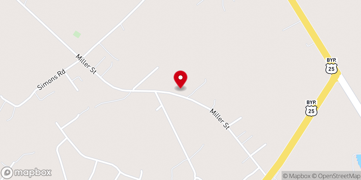 Map showing location of Hodges Grove Baptist Church