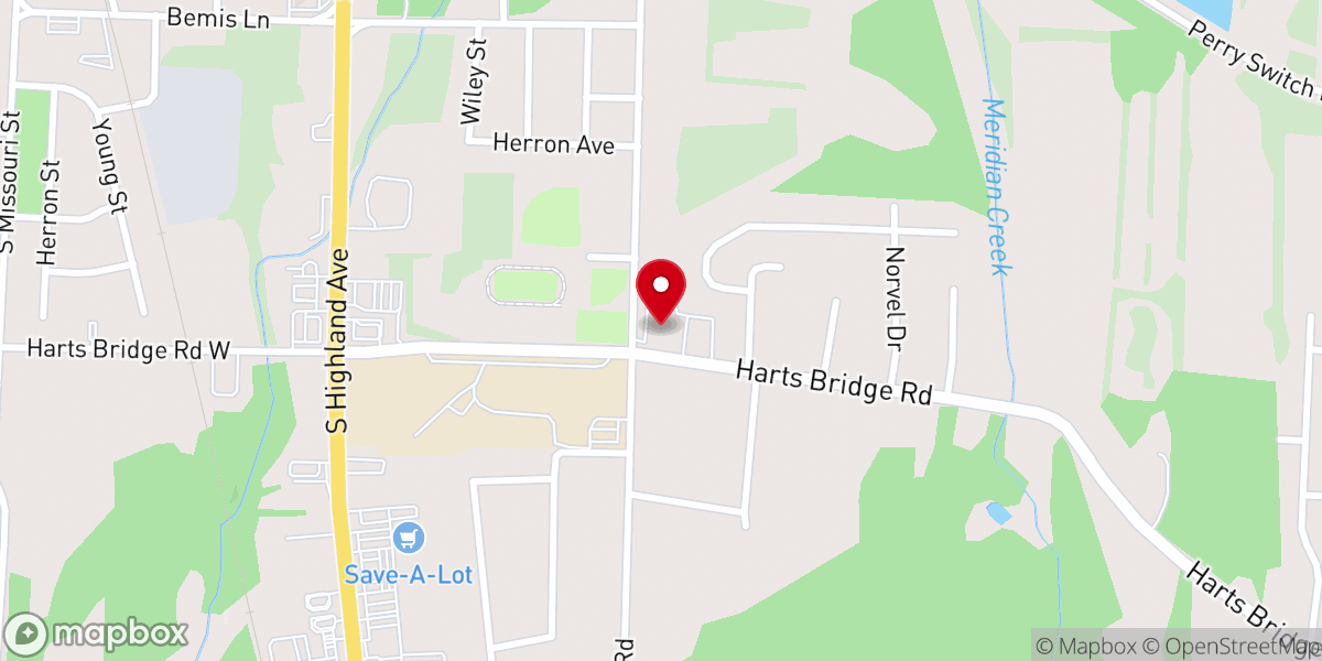 Map showing location of Meridian Baptist Church
