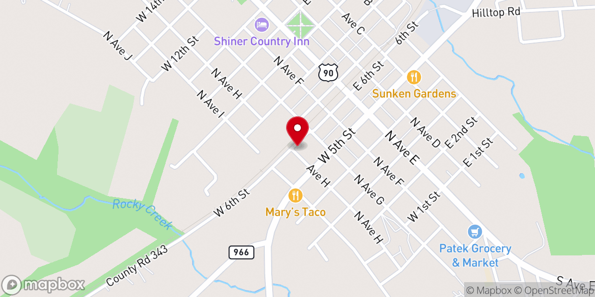 Map showing location of Shiner Icehouse