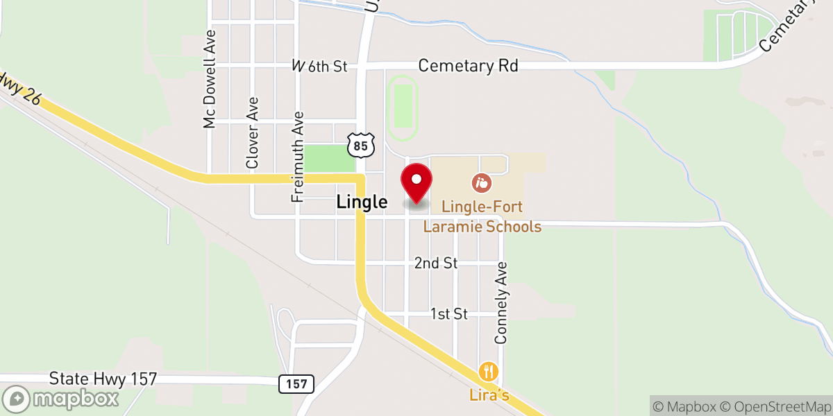 Map showing location of Lingle Presbyterian Church