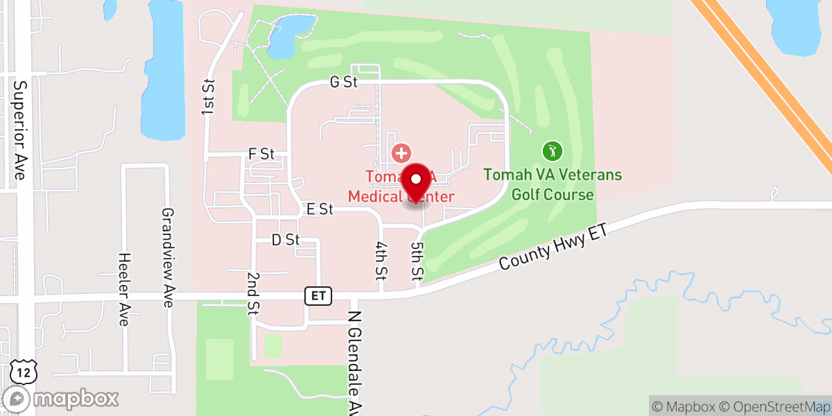 Map showing location of Tomah VA Medical Center