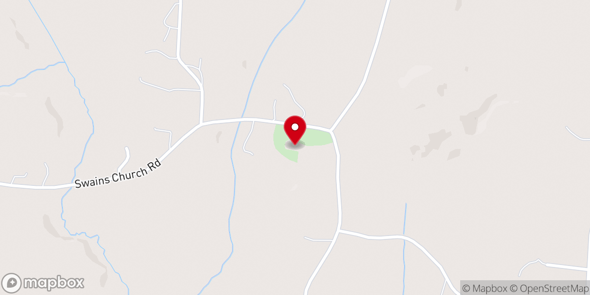 Map showing location of Swaims Baptist Church