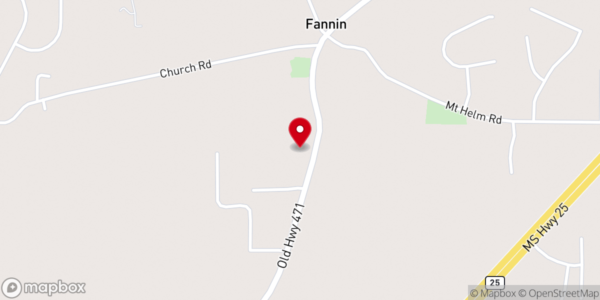 Map showing location of Fannin Missionary Baptist Church 2757 North Brandon Ms