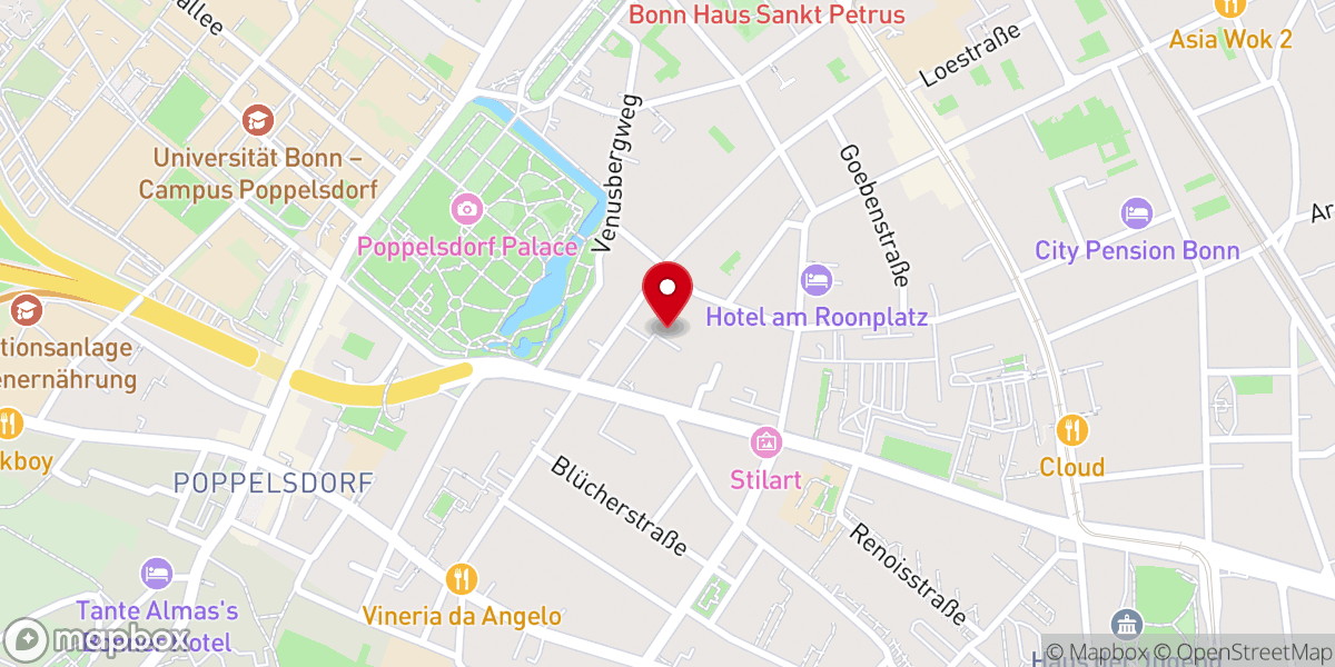 Map showing location of Pfrn Ulrike Veermann Ev. Lutherkirchengemeinde Bonn