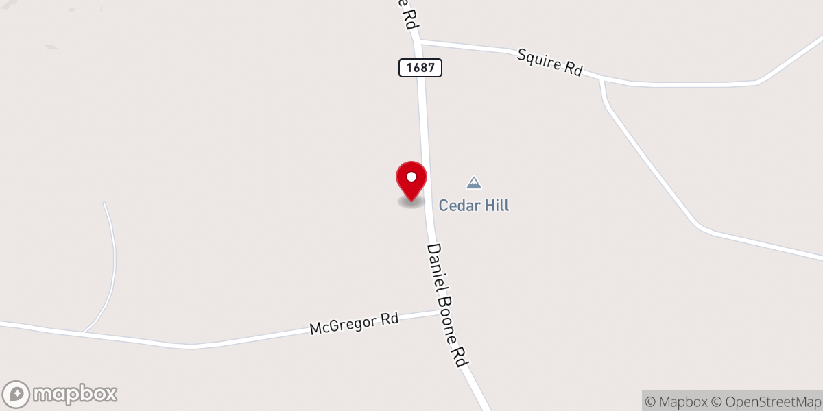 Map showing location of Cedar Hill Church