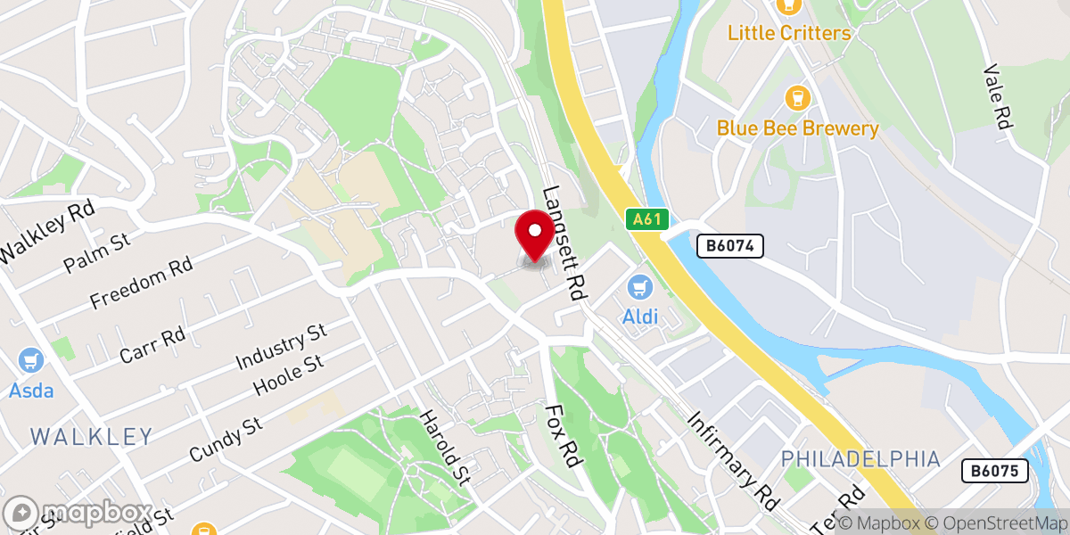 Map showing location of St. Bart's, Primrose Hill (The Vine Sheffield)