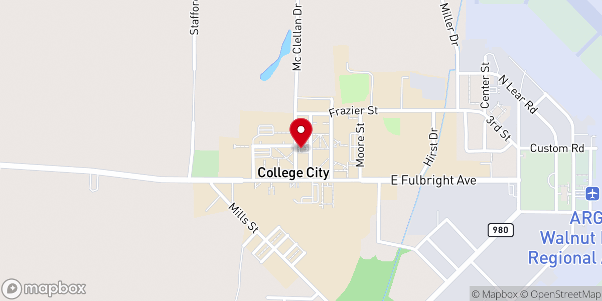 Map showing location of Williams Baptist University