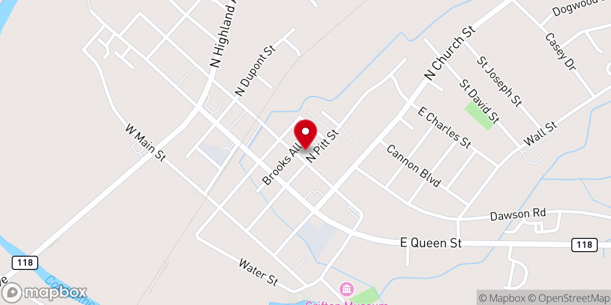 Map showing location of Grifton United Methodist Church
