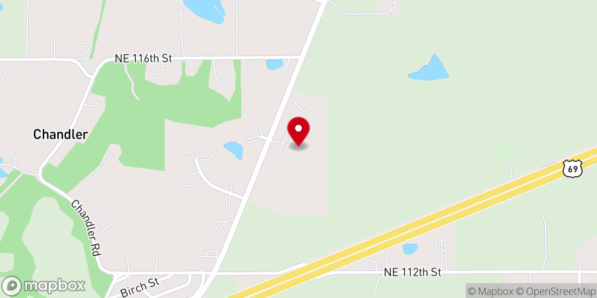 Map showing location of Chandler Baptist Church