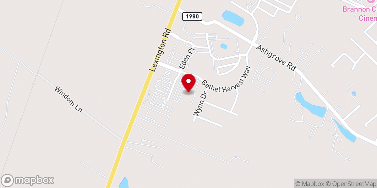 Map showing location of Bethel Harvest Church