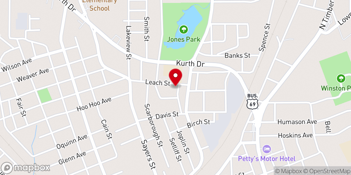 Map showing location of Woods Memorial Temple Church