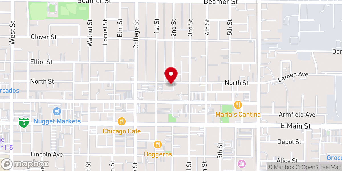 Map showing location of Woodland United Methodist Church