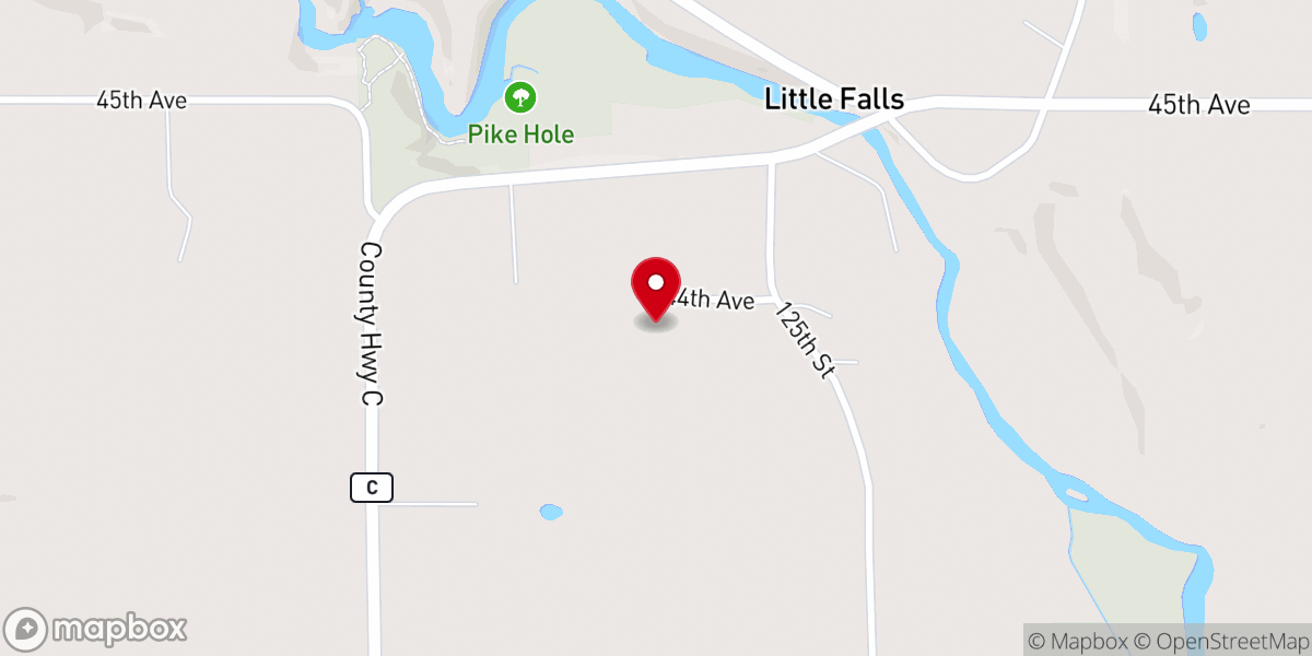 Map showing location of Little Falls Lutheran Church