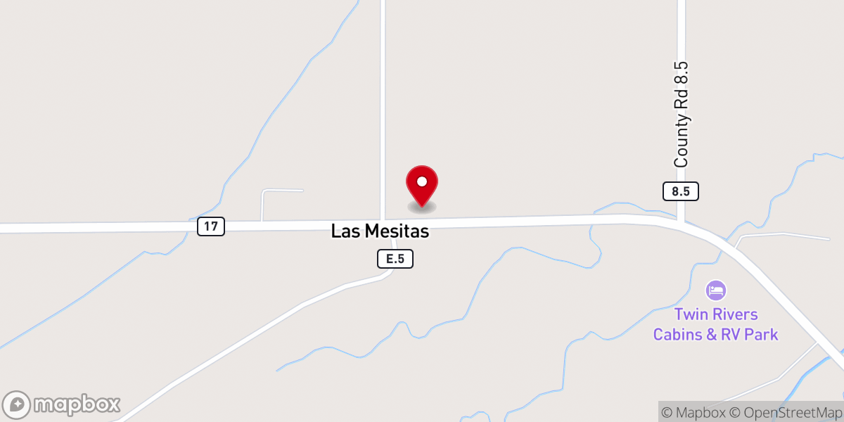 Map showing location of Las Mesitas Church