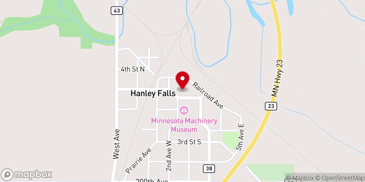 Map showing location of Hanley Falls City Office