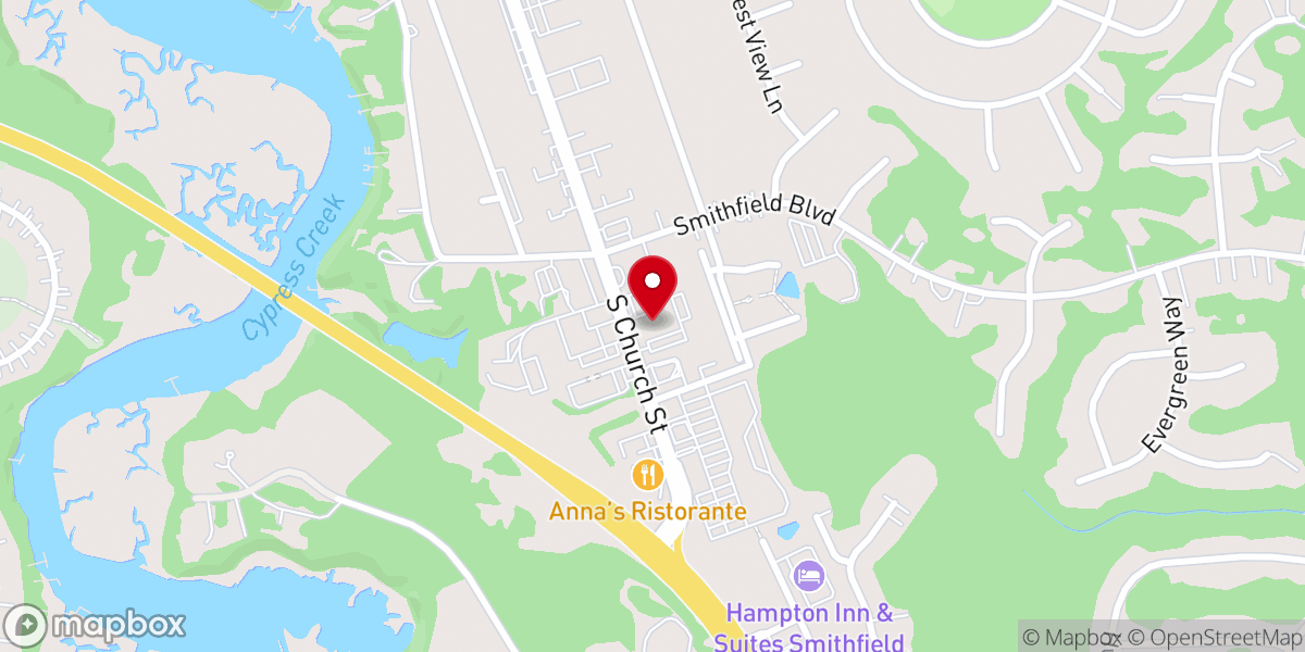 Map showing location of Smithfield Commons at South Church Street