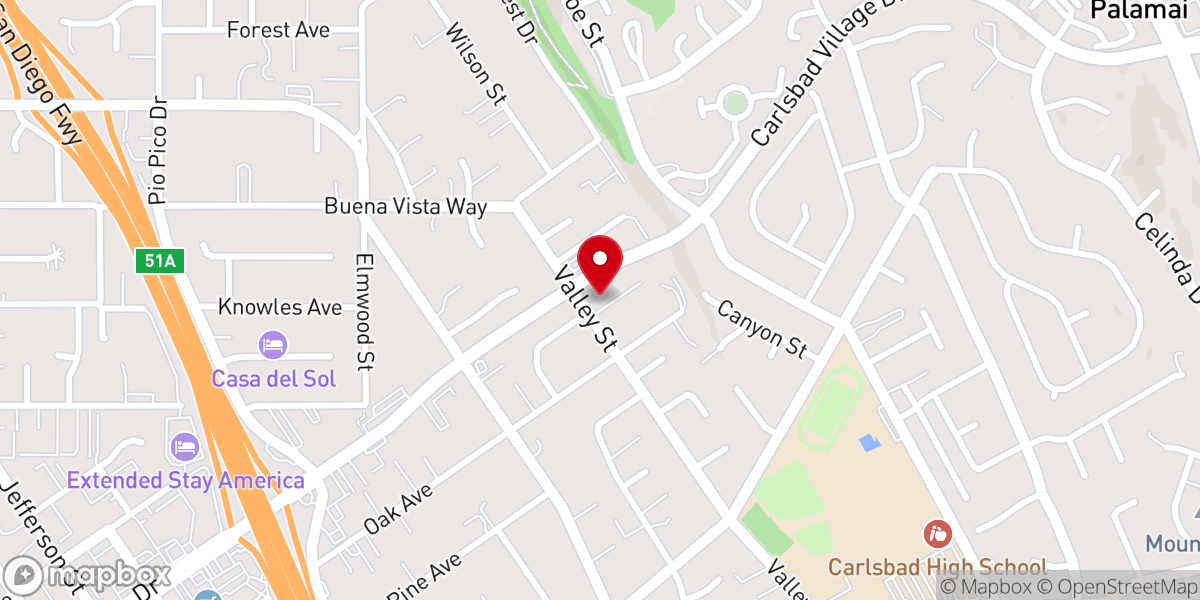 Map showing location of Carlsbad Christian Academy
