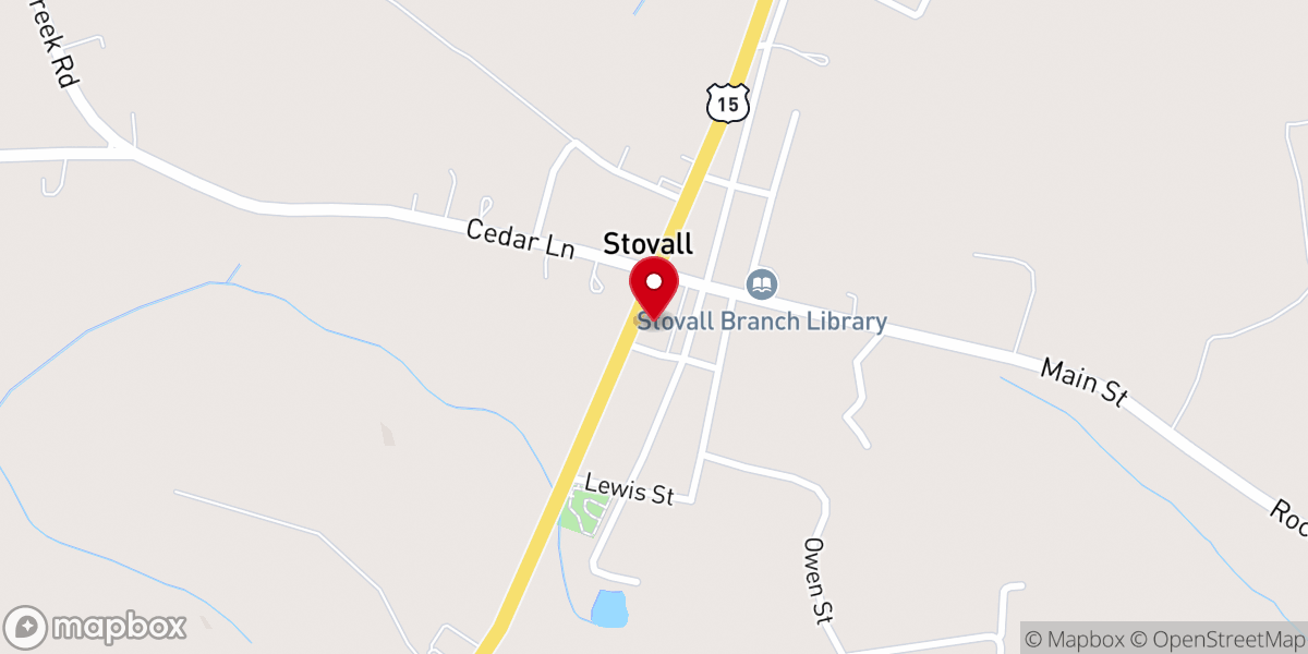 Map showing location of Stovall Methodist Church