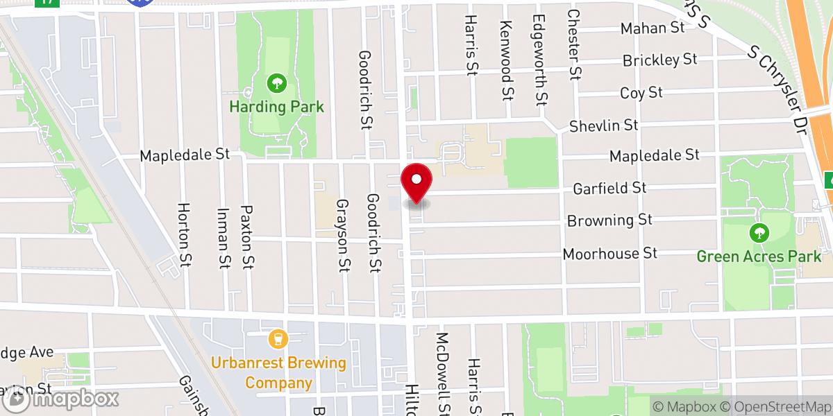 Map showing location of Hilton Oaks Baptist Church