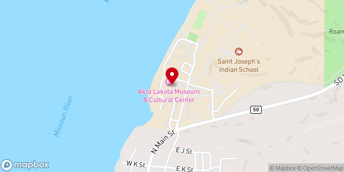 Map showing location of Akta Lakota Museum & Cultural Center