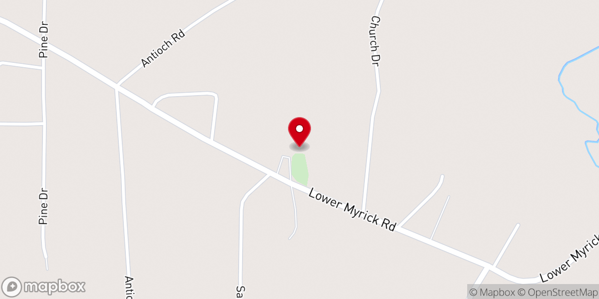 Map showing location of Antioch Church