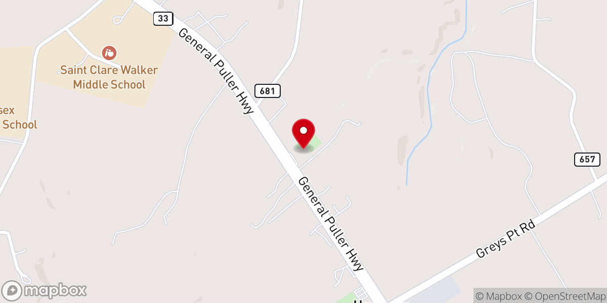 Map showing location of First Baptist Church of Harmony Village