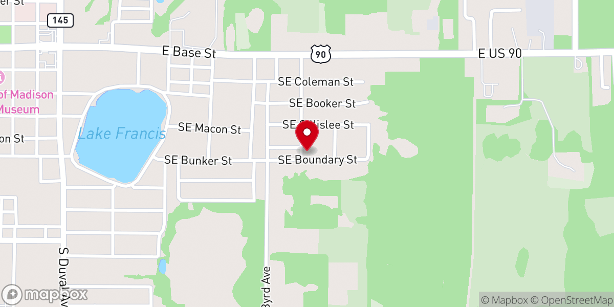 Map showing location of New Bethel Primitive Baptist