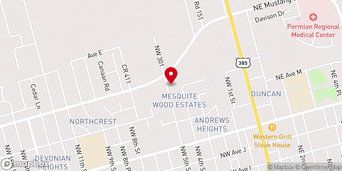 Map showing location of Northcrest Baptist Church