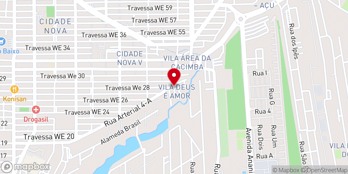 Map showing location of Igreja Batista Bairro Novo