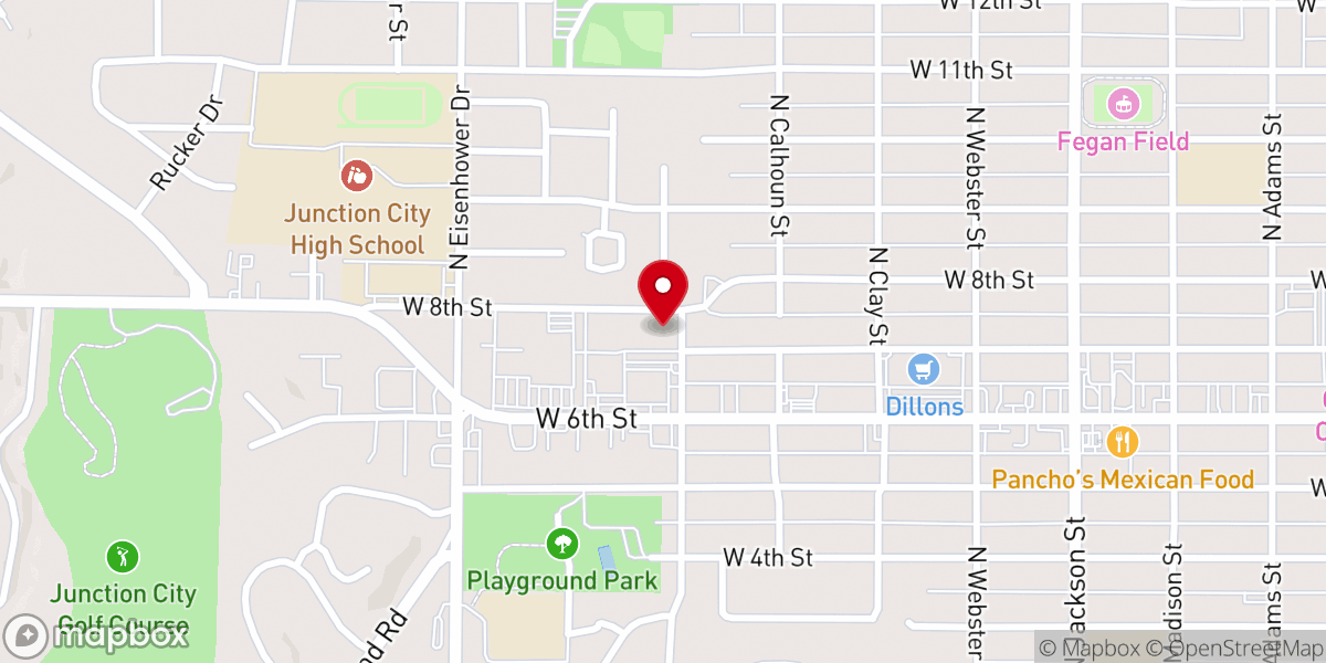 Map showing location of Flint Hills Church