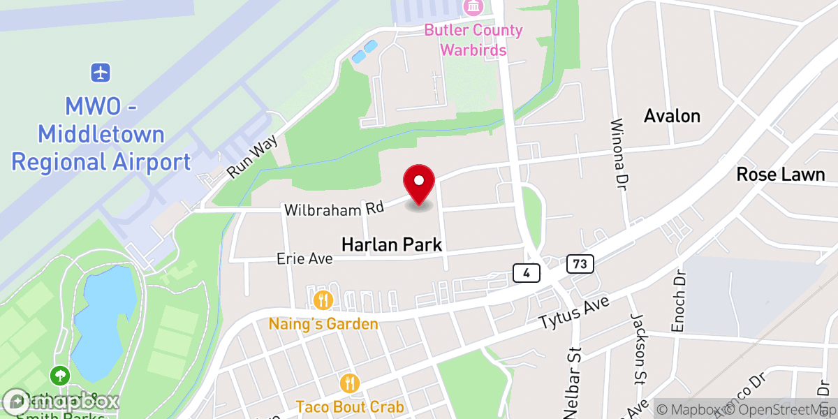 Map showing location of Harlan Park First Church of God