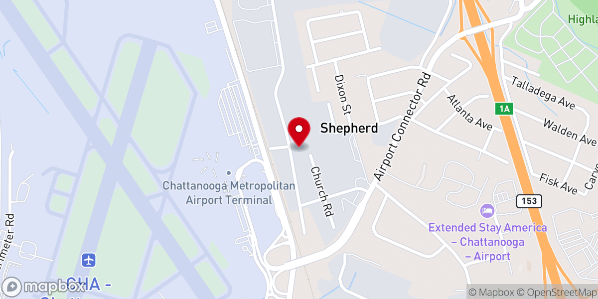 Map showing location of Shepherd Baptist Church