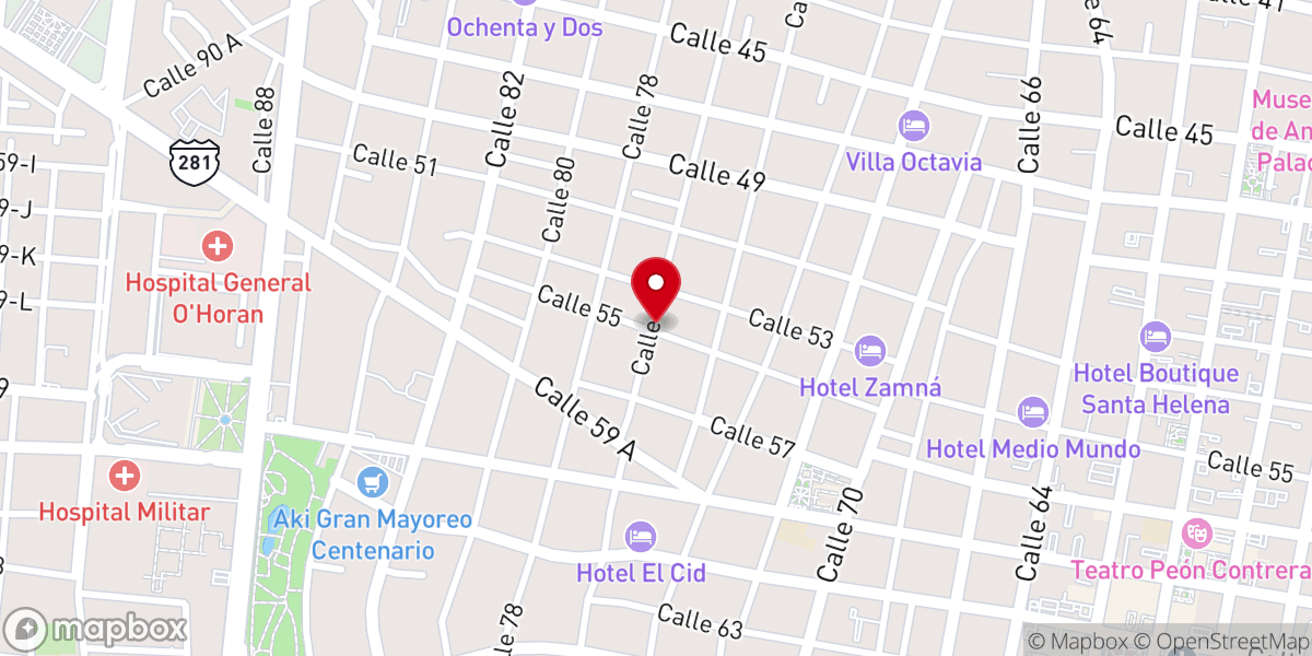 Map showing location of Iglesia Episcopal San Lucas de Mérida