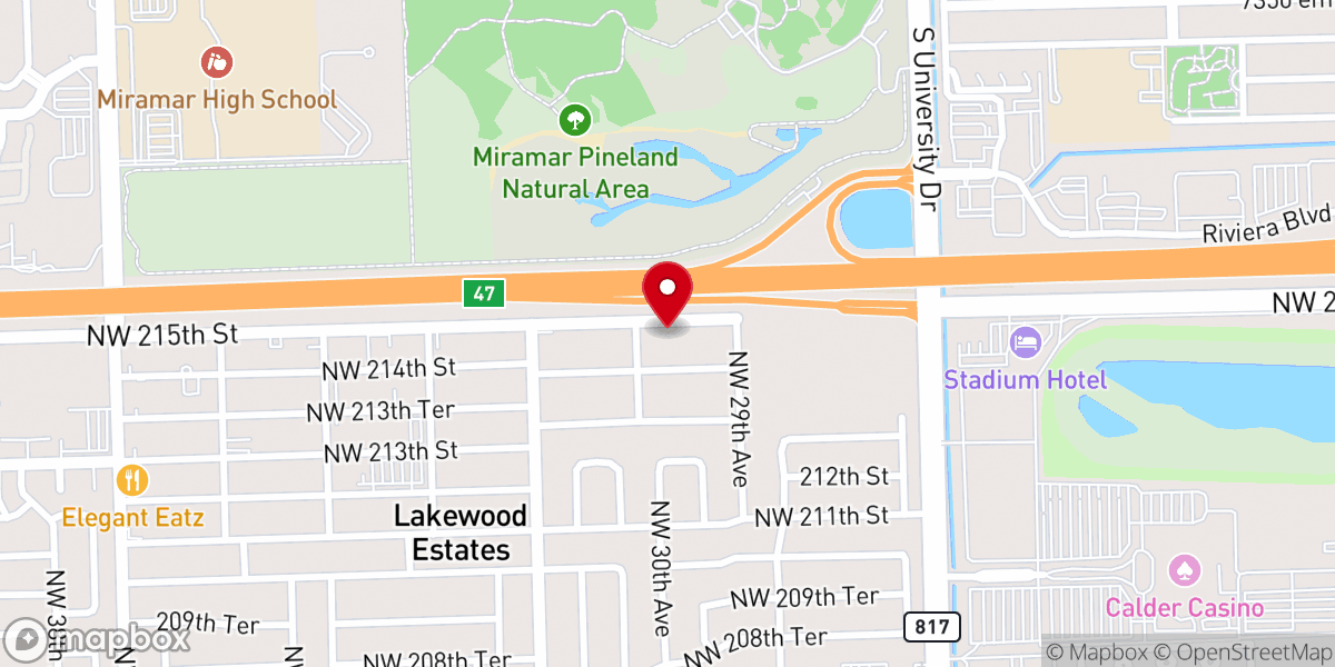 Map showing location of Menbere Tsehay St. Gabriel Ethiopian Orthodox Tewahedo Church South florida