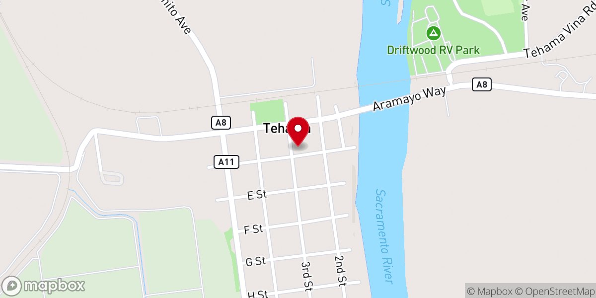 Map showing location of Tehama Assembly of God