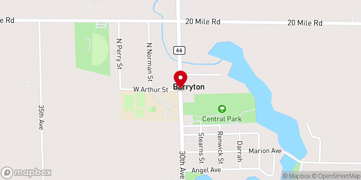 Map showing location of Barryton
