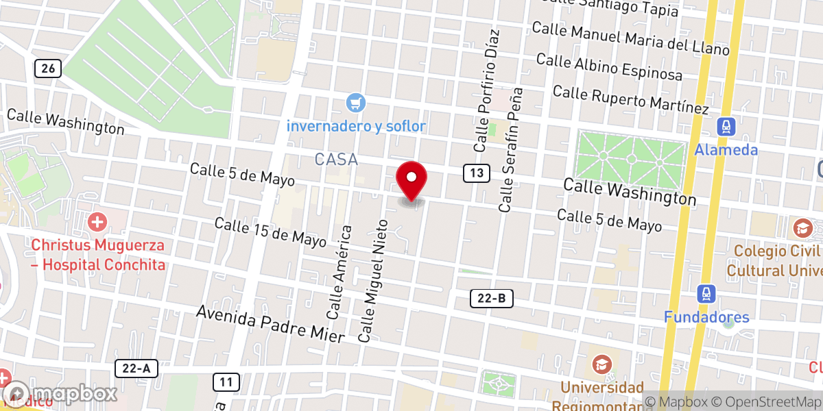 Map showing location of Santuario de San Judas Tadeo
