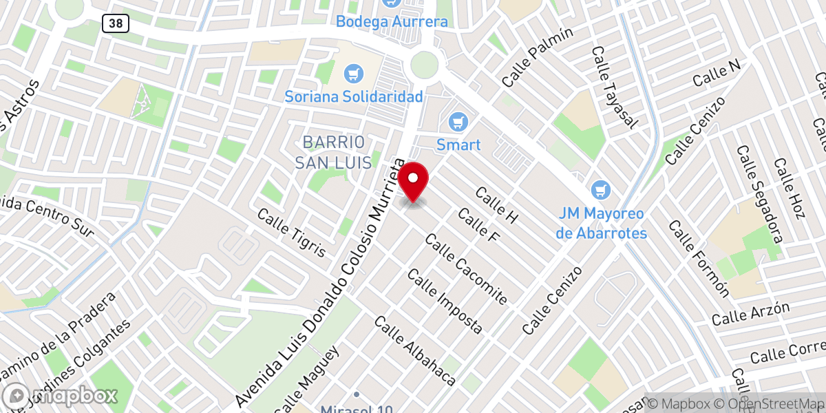 Map showing location of Parroquia Santa Teresa de Ávila de Monterrey