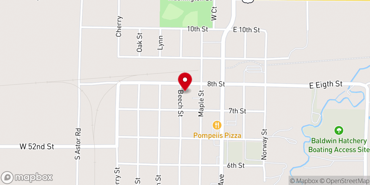Map showing location of Baldwin Congregational Church