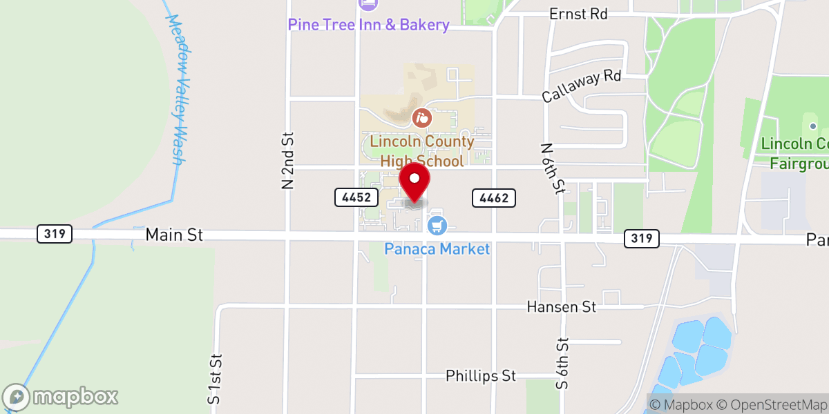 Map showing location of Nevada State Historical Marker 182 Panaca Ward Chapel