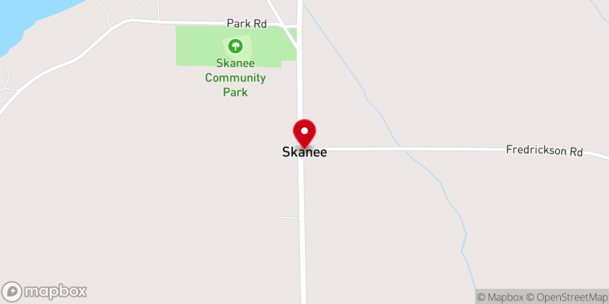 Map showing location of Skanee