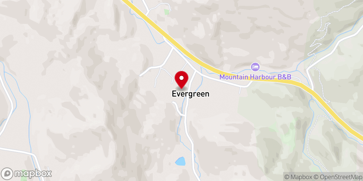 Map showing location of Evergreen Freewill Baptist Church