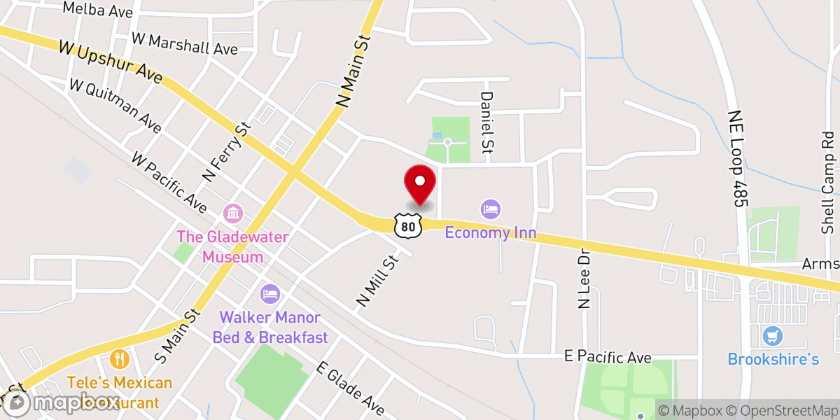 Map showing location of Gladewater Manna House